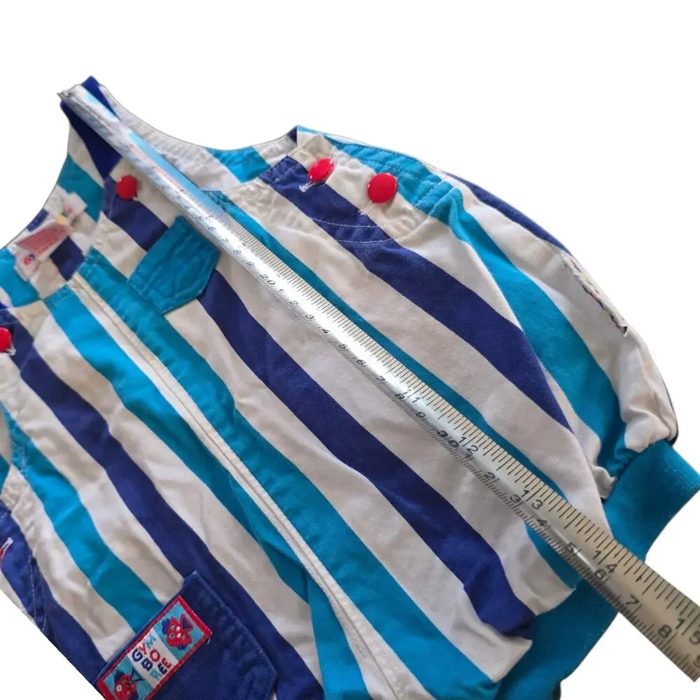 vintage gymboree rainbow tag bubble romper fish blue white stripes Newborn